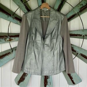 Vintage Y2K NyGard Gray Leather Moto Jacket -  Women’s Size Medium